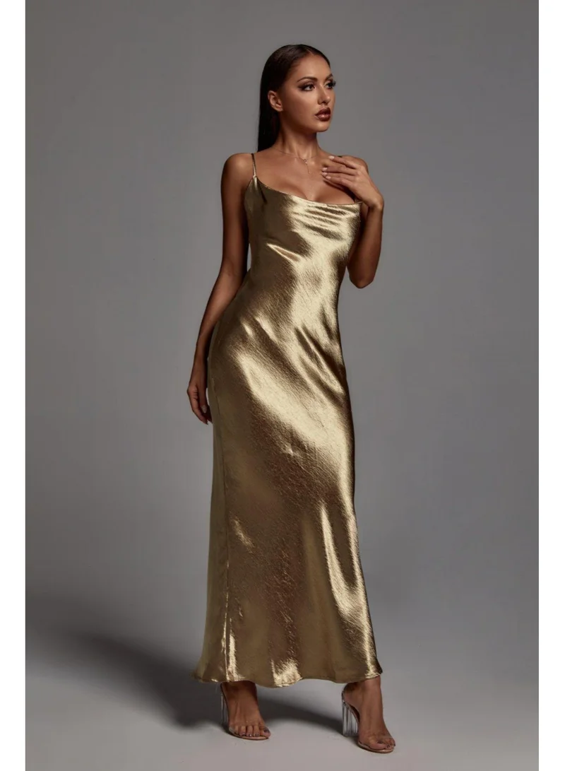 Bella Barnett Emily Metallic Gold Maxi Dress
