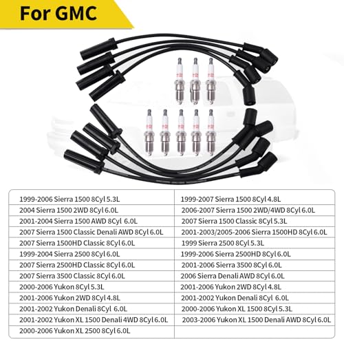 Baufon Upgraded 41-962 Spark Plugs Wires Set for 1999-2012 Chevy Silverado Tahoe Suburban, Yukon Sierra, Escalade Spark Plugs and Wires Tune up Kit; Motor 4.8 5.3 6.0 - Pack of 16 - Image 3