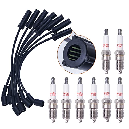 Baufon Upgraded 41-962 Spark Plugs Wires Set for 1999-2012 Chevy Silverado Tahoe Suburban, Yukon Sierra, Escalade Spark Plugs and Wires Tune up Kit; Motor 4.8 5.3 6.0 - Pack of 16 - Image 1