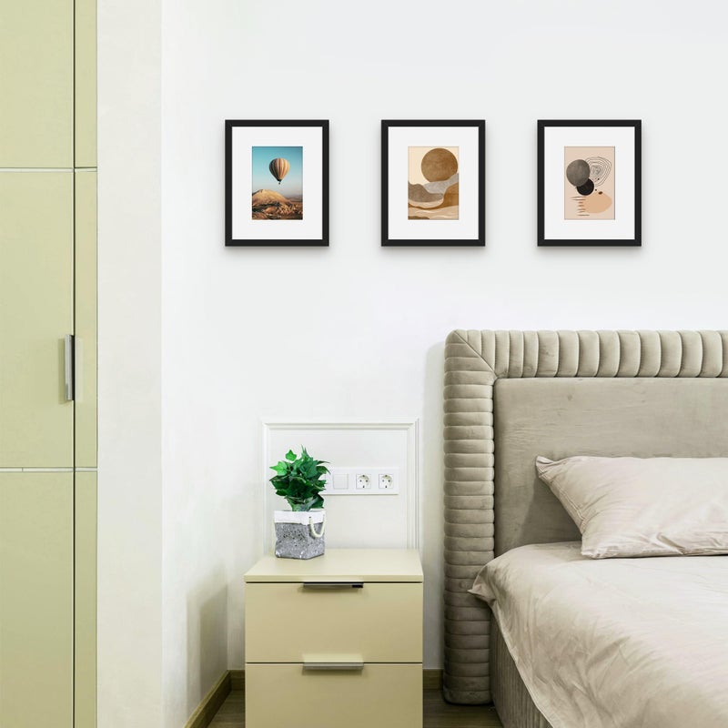 Picrit 8x10 Picture Frame Set of 12, Display 5x7 with Mat or 8x10 without Mat, Photo Frames for Wall Mounting or Table Top Display, Black - Image 2