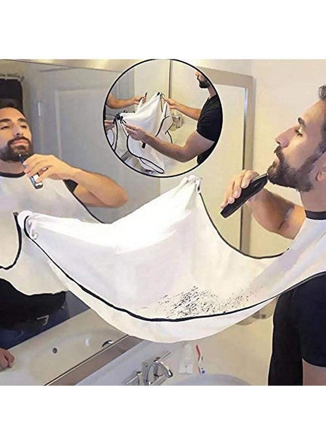 Roktry Beard Bib Apron Beard Catcher for Shaving and Trimming, Grooming Cape Apron Catcher, Non-Stick Beard Cape Shaving Cloth, Best Beard Trimming Gift for Men - White - Image 3