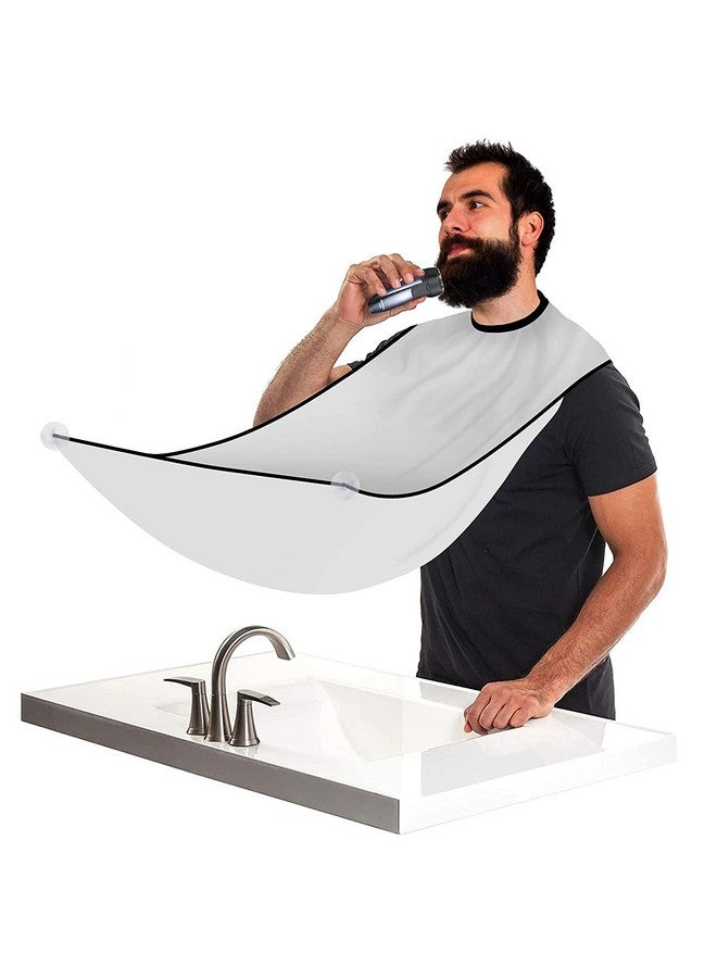 Roktry Beard Bib Apron Beard Catcher for Shaving and Trimming, Grooming Cape Apron Catcher, Non-Stick Beard Cape Shaving Cloth, Best Beard Trimming Gift for Men - White - Image 1