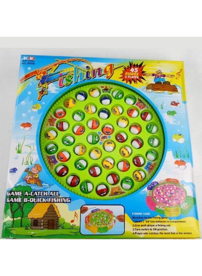 Fishing Game Toy Set with 45 Fishes and 5 Fishing Rods - Image 1
