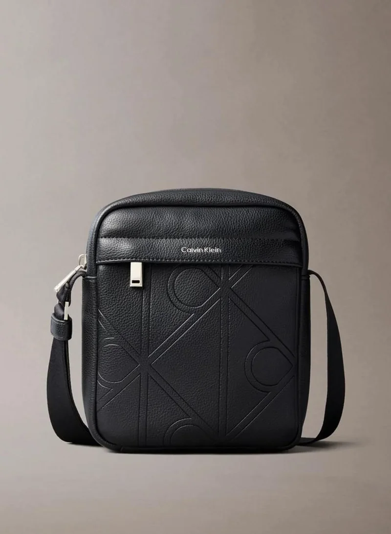 Allover Embossed Emblem Logo Reporter Bag
