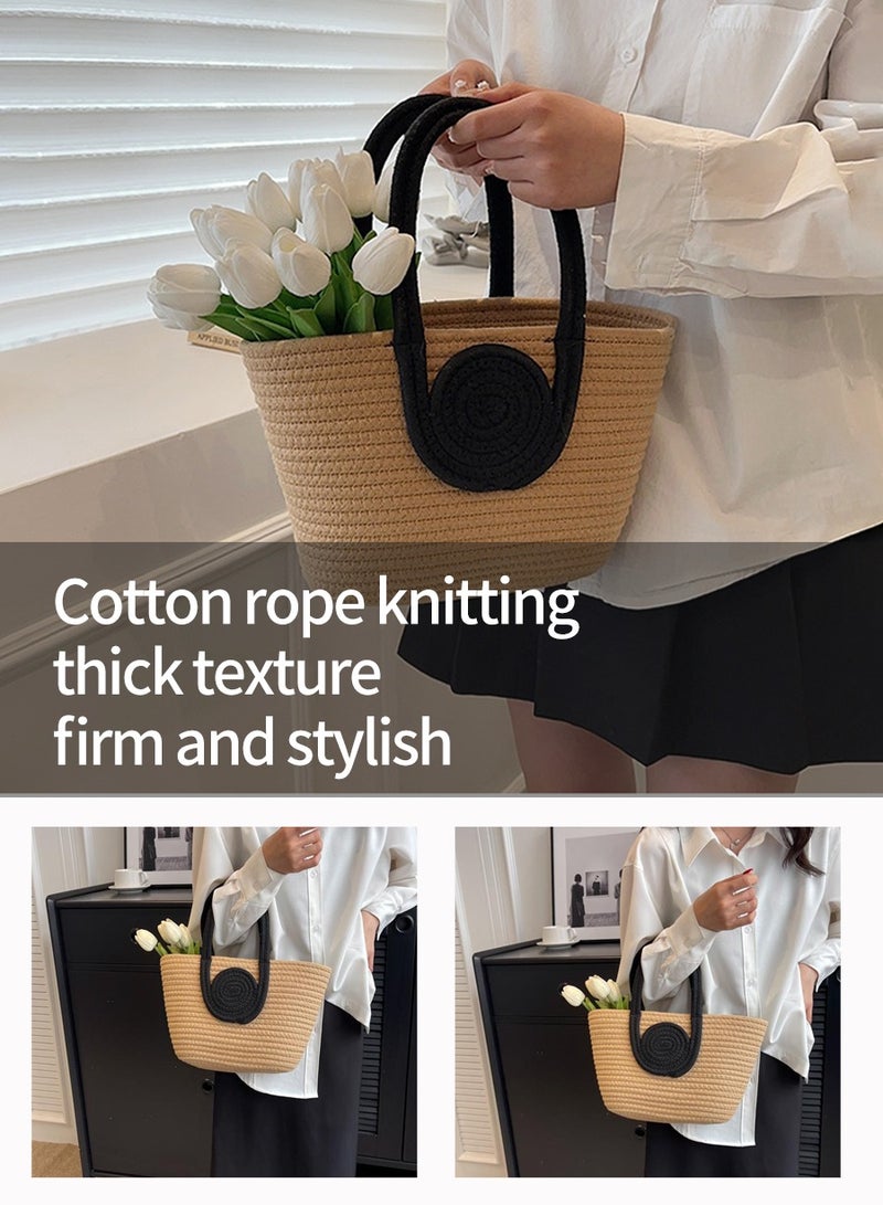 BEIRUI Gift bag,Cotton Thread Woven Tote Bag,Fashion Shopping Bag,Fashion Storage Bag,Suitable for Gift,Shopping,Clothes Matching,Dining Bag,Outdoor Excursion - Image 4