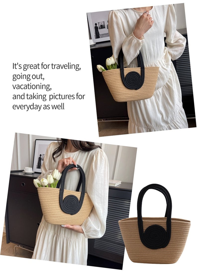 BEIRUI Gift bag,Cotton Thread Woven Tote Bag,Fashion Shopping Bag,Fashion Storage Bag,Suitable for Gift,Shopping,Clothes Matching,Dining Bag,Outdoor Excursion - Image 5