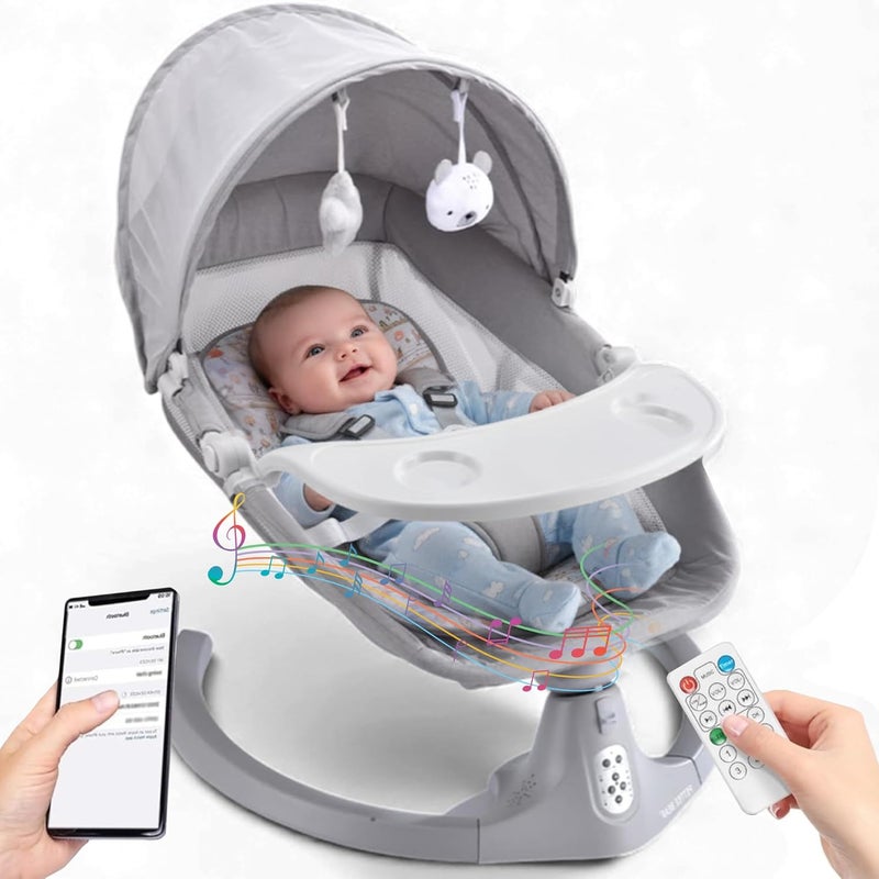 SOFTIES Automatic Cradle for Baby Rocker Light Grey | 0 to 12 Months | Swing for New Born Baby | Automatic Swing Cradle for Infants (Light Grey) - Image 1