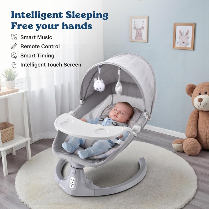SOFTIES Automatic Cradle for Baby Rocker Light Grey | 0 to 12 Months | Swing for New Born Baby | Automatic Swing Cradle for Infants (Light Grey) - Image 3