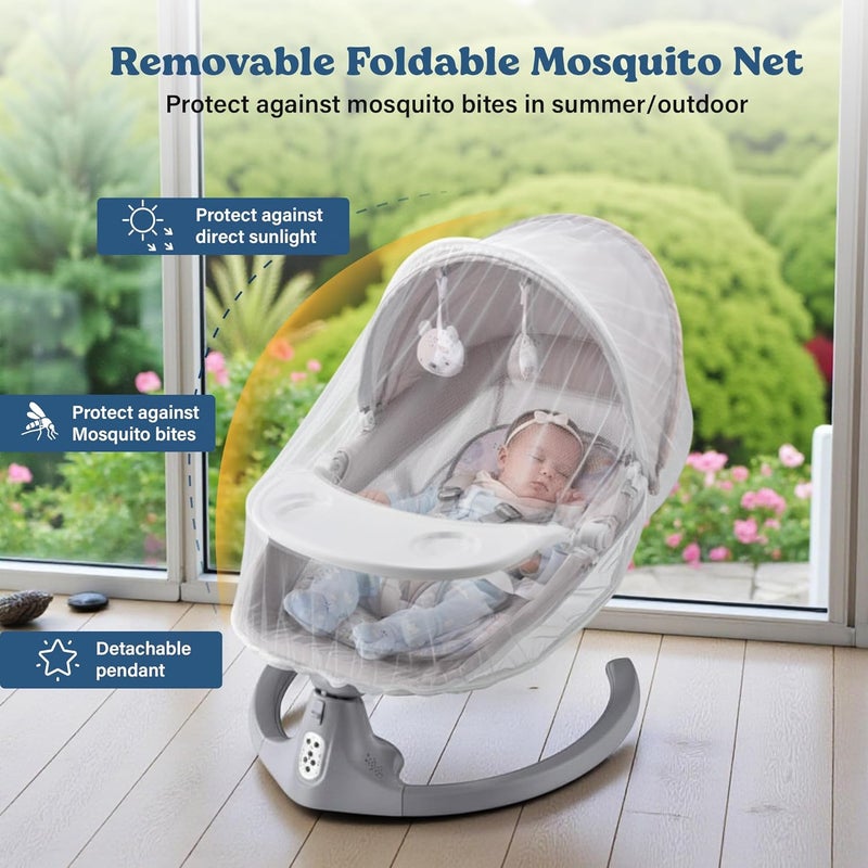 SOFTIES Automatic Cradle for Baby Rocker Light Grey | 0 to 12 Months | Swing for New Born Baby | Automatic Swing Cradle for Infants (Light Grey) - Image 5