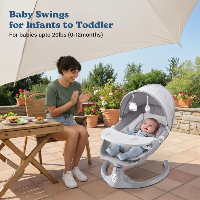 SOFTIES Automatic Cradle for Baby Rocker Light Grey | 0 to 12 Months | Swing for New Born Baby | Automatic Swing Cradle for Infants (Light Grey) - Image 2
