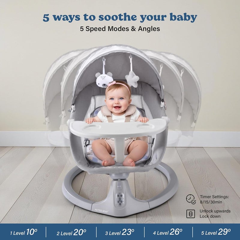 SOFTIES Automatic Cradle for Baby Rocker Light Grey | 0 to 12 Months | Swing for New Born Baby | Automatic Swing Cradle for Infants (Light Grey) - Image 4