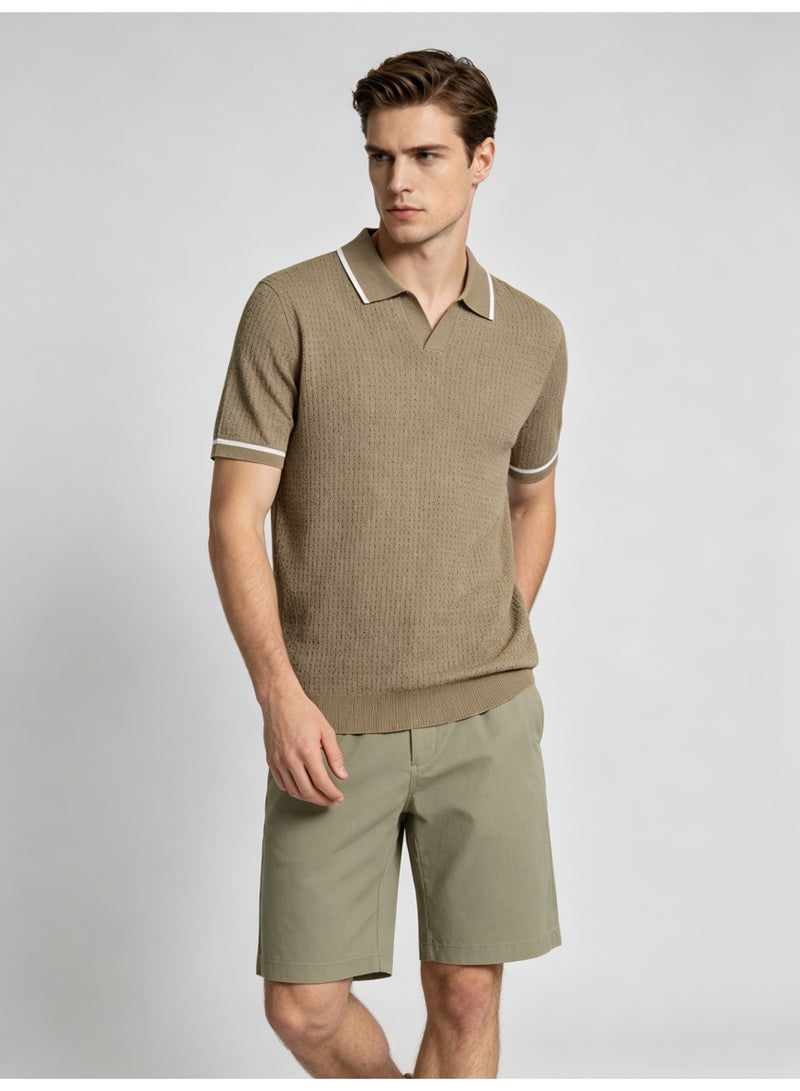 زارا Zara men's short sleeve Polo shirt with contrast lapels - Image 2