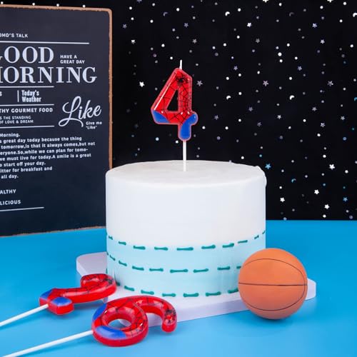 PHD CAKE 2.76 Inch Number 4 Spider Birthday Candles, Spider Cartoon Themed Number Candles, Cake Number Candles, Party Celebration - Image 4