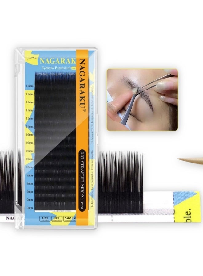 نجراكو وصلات حواجب ناجاراكو احترافية (Eyebrow Extensions) - ميكس أطوال 9-11 ملم - مظهر طبيعي وواقعي جداً للمحترفين والصالونات - NAGARAKU Eyebrow Mix - Image 3