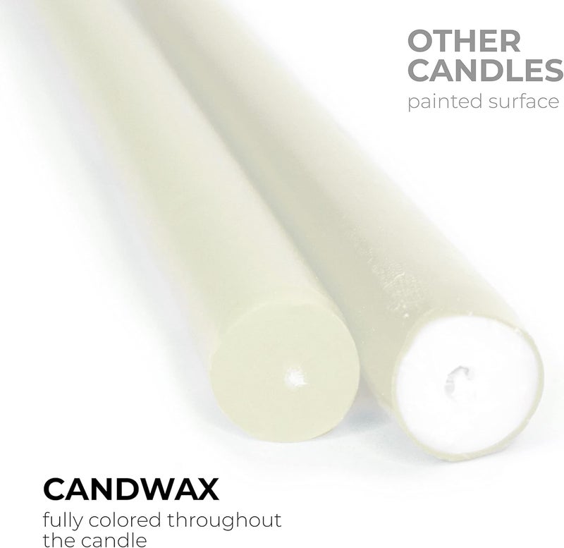 CANDWAX Ivory Taper Candles Pack of 4 - Slow Burning Dripless Unscented Straight Candles 10 inch - Ideal for Dinner Table - Smokeless Long Candlesticks - Image 3