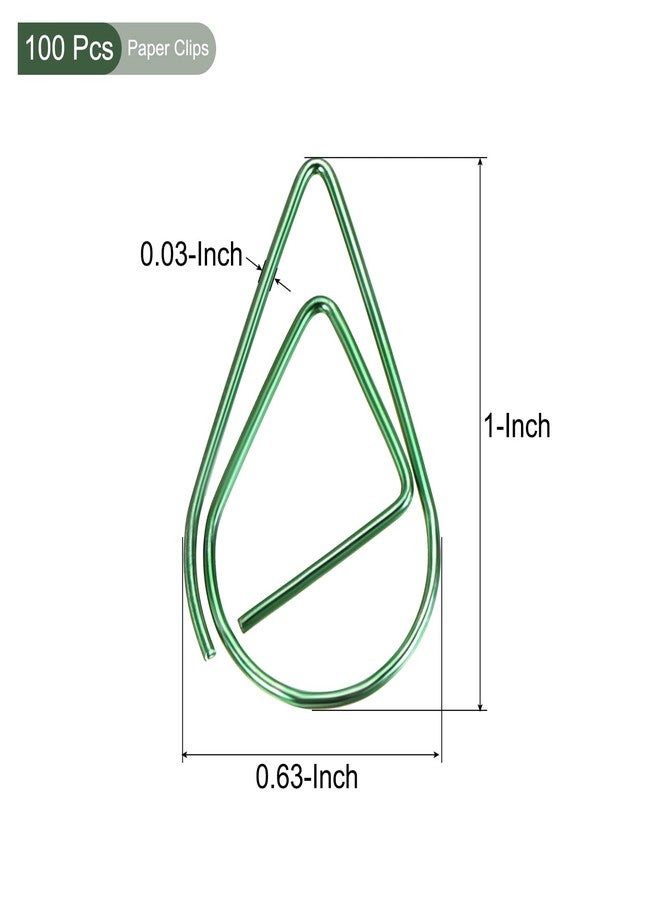 YOKIVE 100 Pcs Paper Clips, Drop-Shaped | Keep Desk Neat, Great for Art, Home, Daily Use (Green, 1-Inch) - Image 2