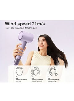 Airbot Airbot HD188A Purple EU - High-Speed Hair Dryer with 200mil Negative Ions, RGB LED Ring, Low Noise, Dual-Speed, Travel-Friendly & Stylish Design  - Image 3