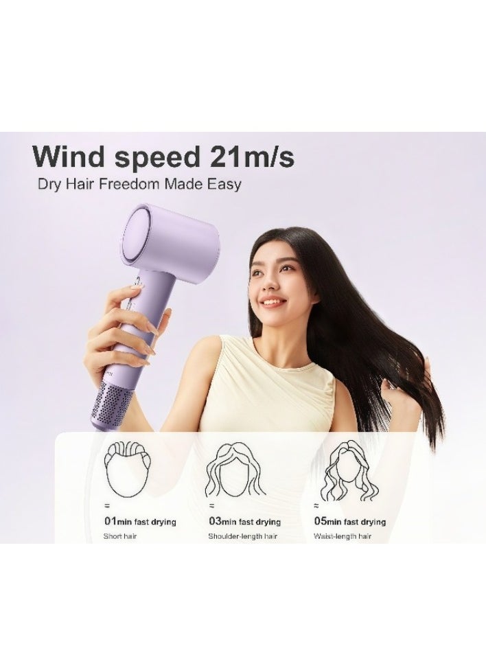 Airbot - Airbot HD188A Purple EU - High-Speed Hair Dryer with 200mil Negative Ions, RGB LED Ring, Low Noise, Dual-Speed, Travel-Friendly & Stylish Design - Image 1