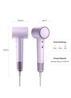 Airbot Airbot HD188A Purple EU - High-Speed Hair Dryer with 200mil Negative Ions, RGB LED Ring, Low Noise, Dual-Speed, Travel-Friendly & Stylish Design  - Image 4
