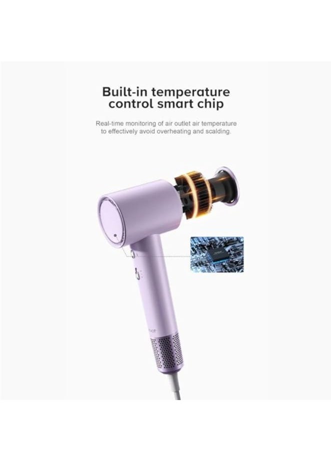 Airbot - Airbot HD188A Purple EU - High-Speed Hair Dryer with 200mil Negative Ions, RGB LED Ring, Low Noise, Dual-Speed, Travel-Friendly & Stylish Design - Image 1