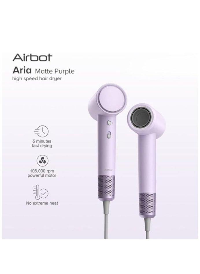 Airbot - Airbot HD188A Purple EU - High-Speed Hair Dryer with 200mil Negative Ions, RGB LED Ring, Low Noise, Dual-Speed, Travel-Friendly & Stylish Design - Image 1