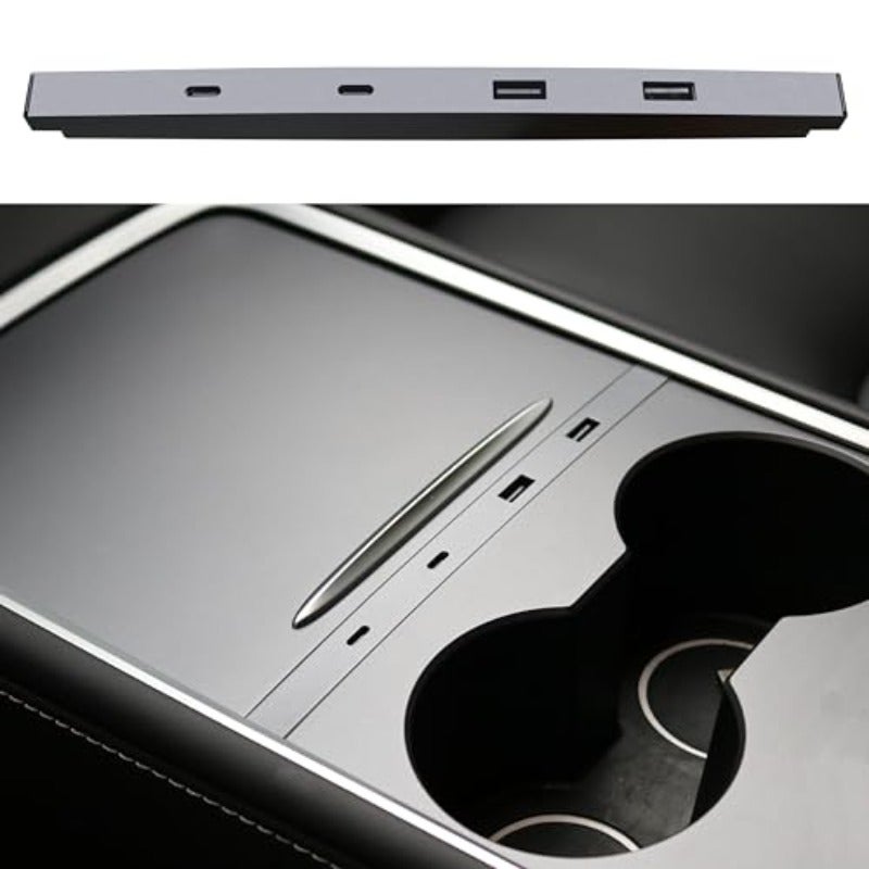 شاحن موزع USB للسيارة لسيارة تسلا موديل Y موديلات 2021-2024 وموديل 3 موديلات 2021-2023، يدعم الشحن السريع عبر منفذ USB‑C، وحدة تثبيت في الكونسول المركزي، إكسسوارات لا تناسب موديل 3 موديلات 2024-2025 ولا موديل Y الجديد Highland ولا موديل Juniper. - Image 2