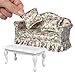 iLAND Dollhouse Furniture of Miniature Couch with Coffee Table the Beautiful Doll House Furniture Set fit 112 scale accessories Elegant Rose and Birds Customized Fabric and Amazing Pleated Handiwork - Image 4