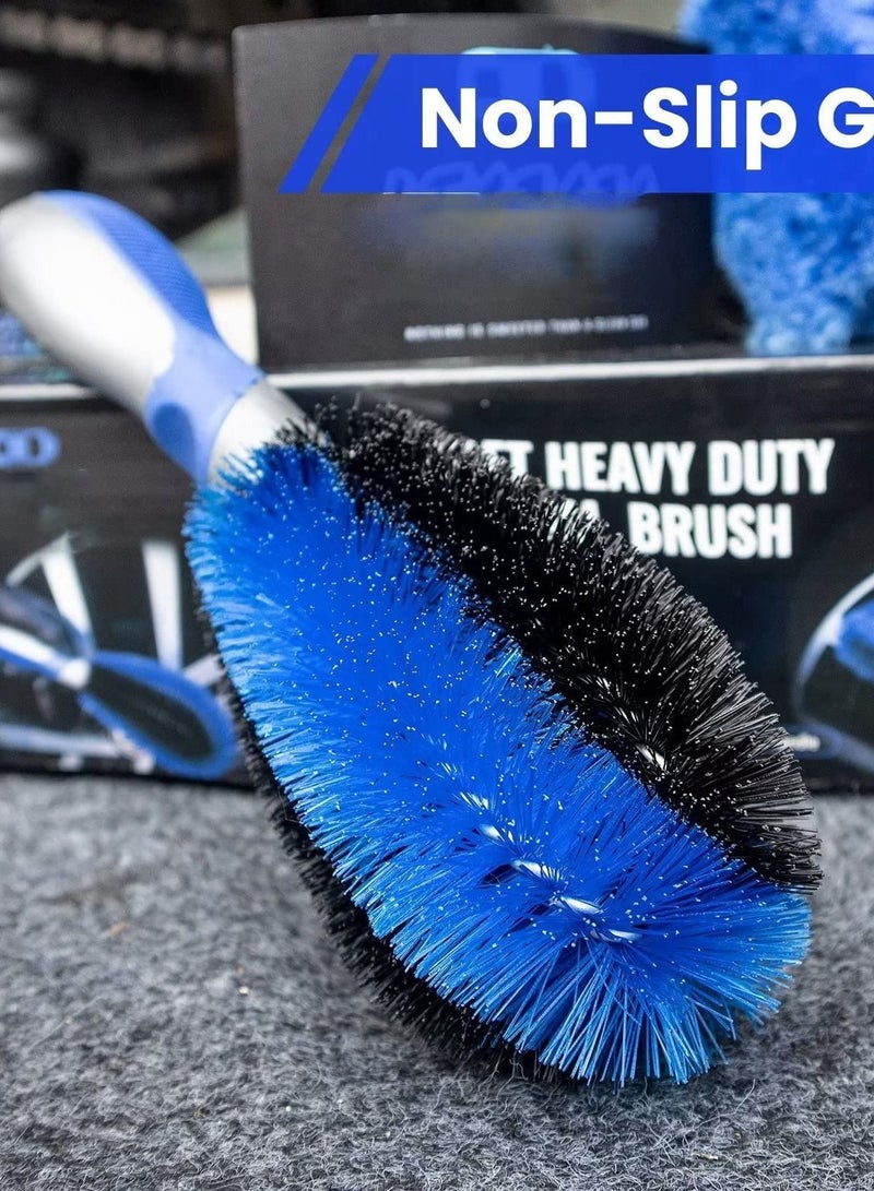 SYOSI Alloy Wheel Brush for Cleaning Car Wheels Car Brush for Washing the Car and Motorcycle Cleaning - Ideal Car Cleaning Products of Alloy And Steel Rims - Tyre Brush - Image 3