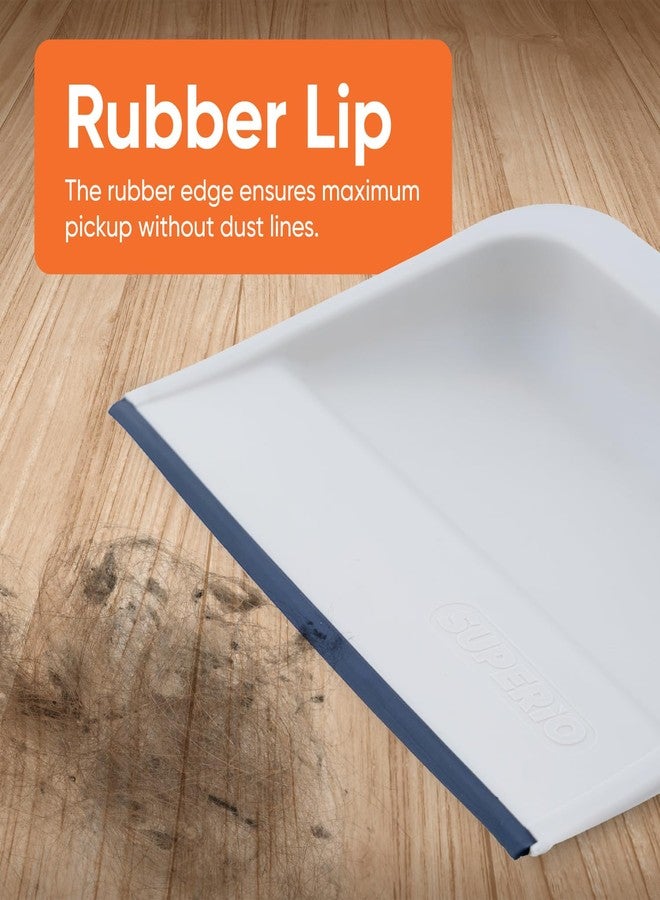Superio Clip-On Dustpan with Rubber Lip - 10-inch Wide Durable Plastic Dust Pan with Comfort Grip Handle, White, 1-Pack - Image 5
