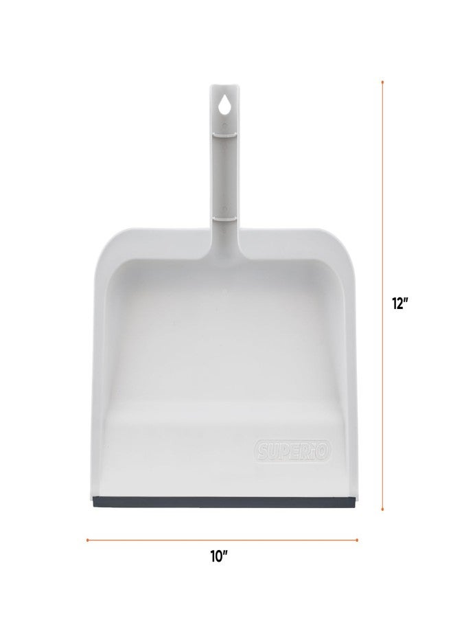 Superio Clip-On Dustpan with Rubber Lip - 10-inch Wide Durable Plastic Dust Pan with Comfort Grip Handle, White, 1-Pack - Image 2