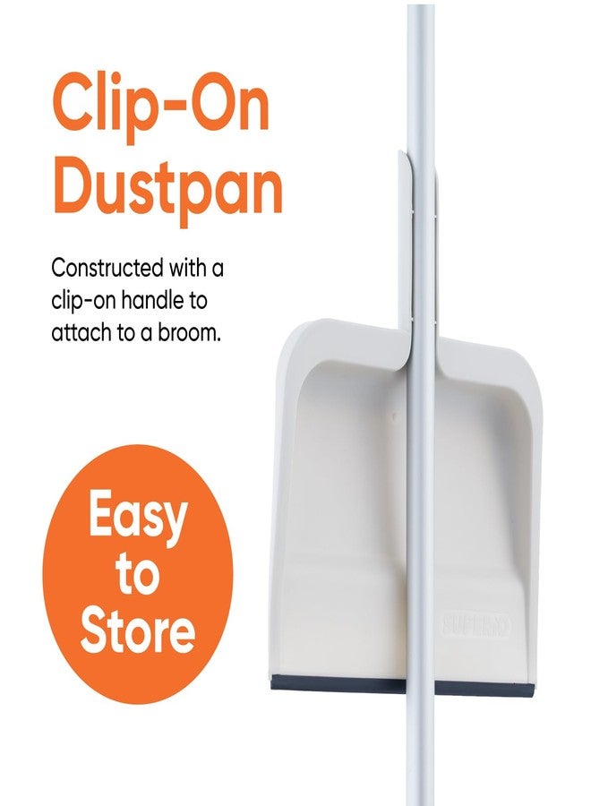 Superio Clip-On Dustpan with Rubber Lip - 10-inch Wide Durable Plastic Dust Pan with Comfort Grip Handle, White, 1-Pack - Image 3