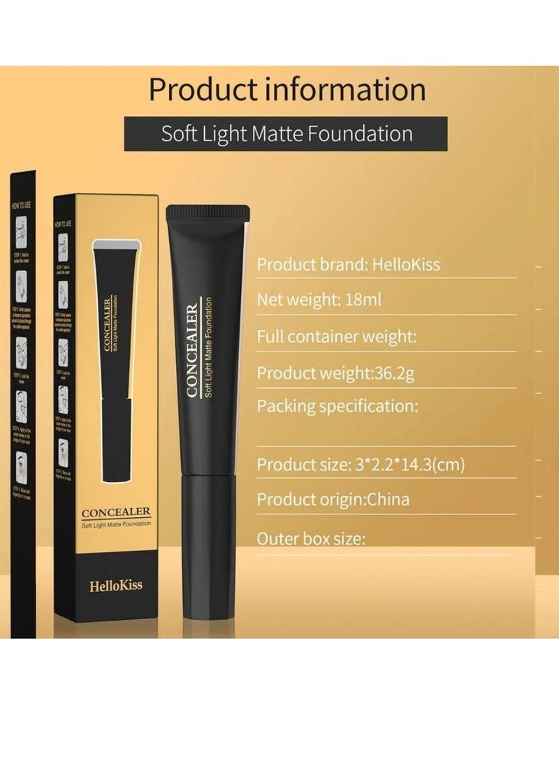 HelloKiss - Concealer Soft Light Matte Foundation Concealer Conceals Blemish and Redness Flawless Natural Coverage for Normal to Oily Skin Instant Age Rewind Eraser Dark Circles Treatment 03 - Image 1