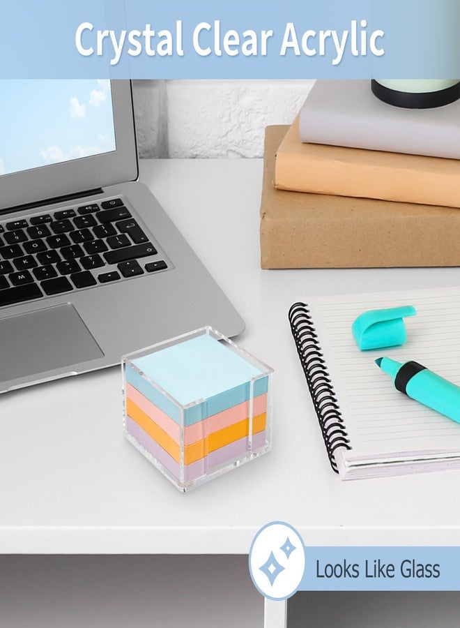 Tecreddy Acrylic Sticky Note Holder, 3 x 3 Crystal Clear Sticky Note Dispenser Acrylic Notepad Holder for School Home Office Desk Organization - Image 4