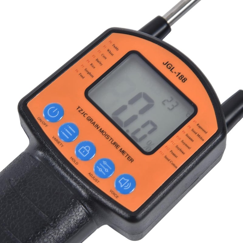 klarako Portable Hay Moisture Meter,Grain Moisture Tester Voice Prompt LCD Backlit High Accuracy Moisture Meters High Sensitivity Sturdy Anti Bending Grain Moisture Meter for Daily Use - Image 4