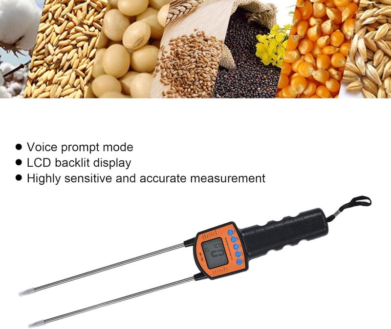 klarako Portable Hay Moisture Meter,Grain Moisture Tester Voice Prompt LCD Backlit High Accuracy Moisture Meters High Sensitivity Sturdy Anti Bending Grain Moisture Meter for Daily Use - Image 3