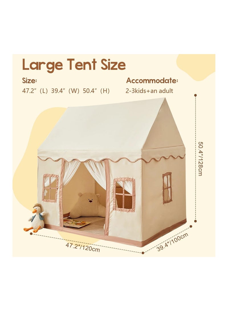 BLOOMING TIME Kids Play Tent House Toddler Indoor Outdoor Play House Tent Washable Foldable with LED Star Light Banner Windows Reading Corner Activity Center Toys for Boys Girls - Large - Image 2