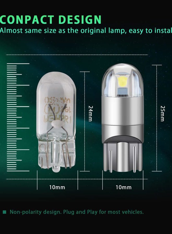 GLL 10pcs White T10 501 LED Bulb 2-SMD 3030 W5W 194 168 2825 Wedge T10 Light Car Interior Dashboard Bulb Sidelight Boot Lights Number Plate Bulb (DC 12V) - Image 2