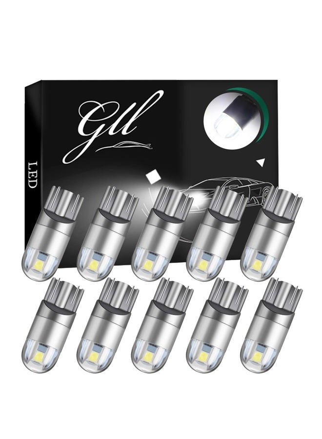 GLL 10pcs White T10 501 LED Bulb 2-SMD 3030 W5W 194 168 2825 Wedge T10 Light Car Interior Dashboard Bulb Sidelight Boot Lights Number Plate Bulb (DC 12V) - Image 1