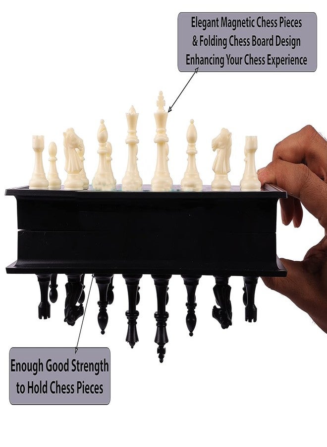 PSEUDO® Chess Board Set Magnetic Travel Folding Board Games Portable Gifts for Kids and Adult, Magnetic Travel Chess Set, Folding Chess Board, Educational Board Game Set (Black) - Image 2