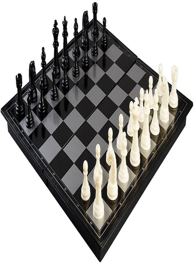 PSEUDO® Chess Board Set Magnetic Travel Folding Board Games Portable Gifts for Kids and Adult, Magnetic Travel Chess Set, Folding Chess Board, Educational Board Game Set (Black) - Image 1