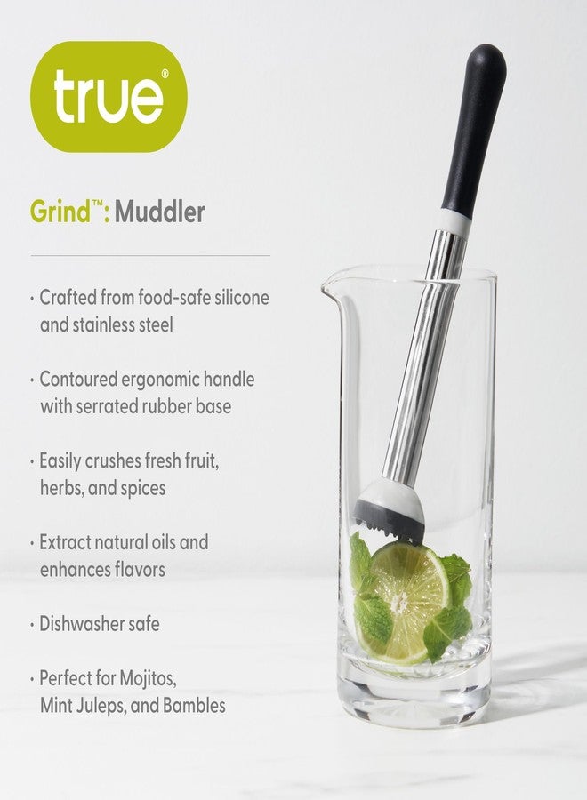 True Grind Muddler for Cocktails & Mixed Drinks, Fruits, Spices, Herbs, and Sugar Cubes Crusher, Home Bar Accessories, Bartender Tools, 8.5", Set of 1 - Image 3