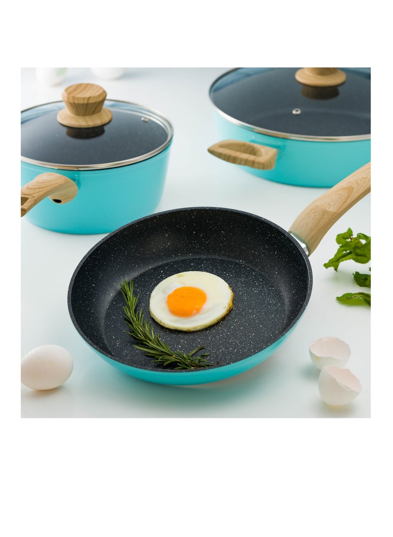 Insiya 15 Piece Premium Granite Aluminium Cookware Set, Ice Blue, SV60  - Image 3