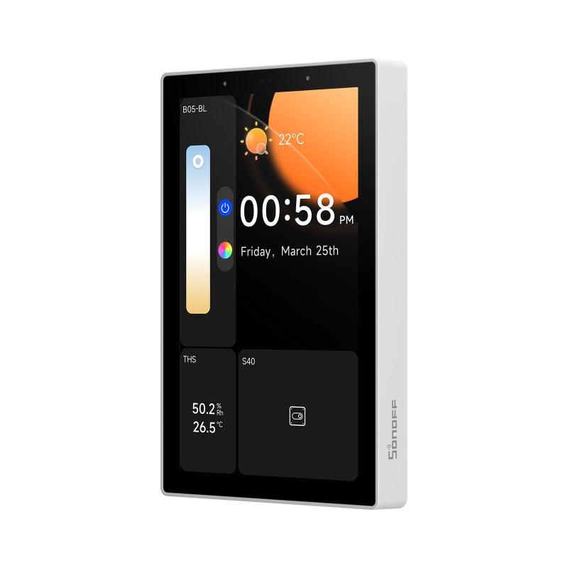 SONOFF لوحة تحكم المنزل الذكي SONOFF NSPanel Pro 120 مع بوابة Zigbee وأمان المنزل شاشة كبيرة 47 بوصة مع مراقبة استخدام الطاقة عرض الكاميرات منظم الحرارة تصفح الويب أبيض