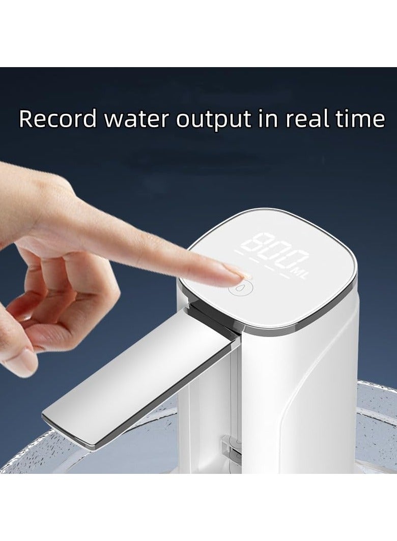 Foldable Water Pump，Portable Water Bottle Pump for Universal 3, 4 and 5 Gallon with USB Electric Charging and Automatic Off Switch, Portable Water Dispenser Pump for Camping Kitchen (White) - Image 2