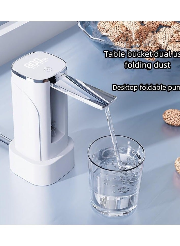 Foldable Water Pump，Portable Water Bottle Pump for Universal 3, 4 and 5 Gallon with USB Electric Charging and Automatic Off Switch, Portable Water Dispenser Pump for Camping Kitchen (White) - Image 3