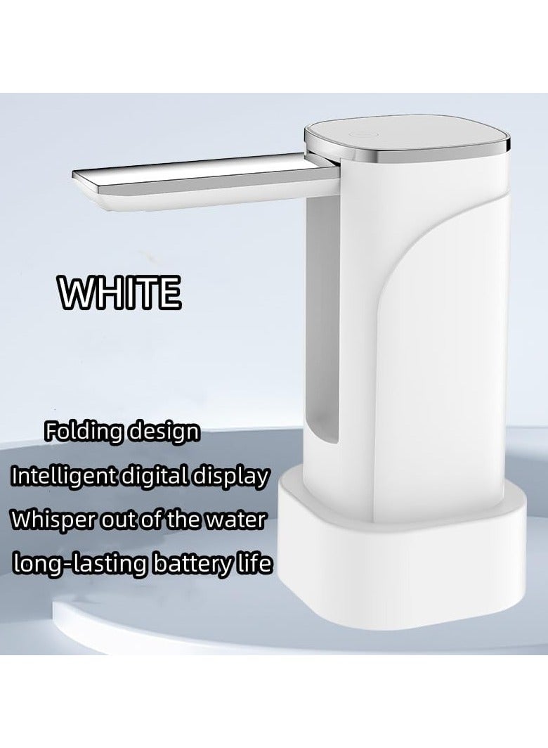 Foldable Water Pump，Portable Water Bottle Pump for Universal 3, 4 and 5 Gallon with USB Electric Charging and Automatic Off Switch, Portable Water Dispenser Pump for Camping Kitchen (White) - Image 4