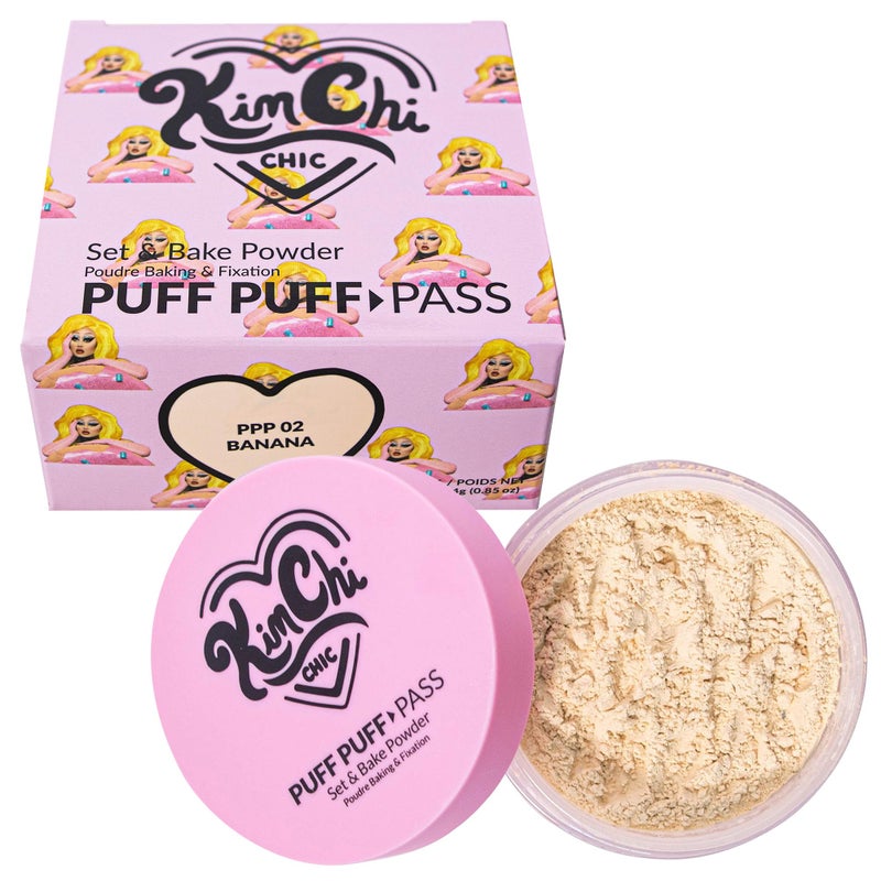 Kimchi Chic Beauty Puff Puff Pass Set and Bake Setting Powder for Makeup Extra Fluffy Loose Face Powder Poof Soft Natural Face Makeup for Uneven Skin Tone 02 Banana