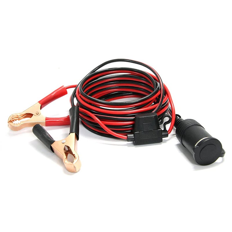 A ABIGAIL سلك تمديد أنثوي 12 قدم/3.6 متر 16 AWG مع مشبك بطارية 12V/24V ومحول ولاعة سجائر مع كابل ب fuse 15A