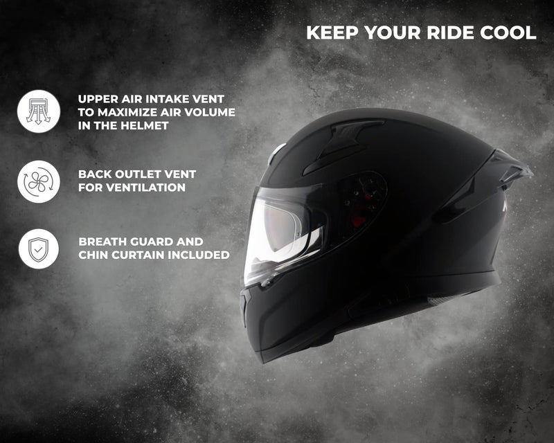 Axor Apex Solid ISI ECE DOT Certified Matt Black Full Face Dual Visor Helmet for Men and Women with Pinlock Fitted Outer Clear Visor and Inner Smoke Sun Visor Dull Black(XL) - Image 3