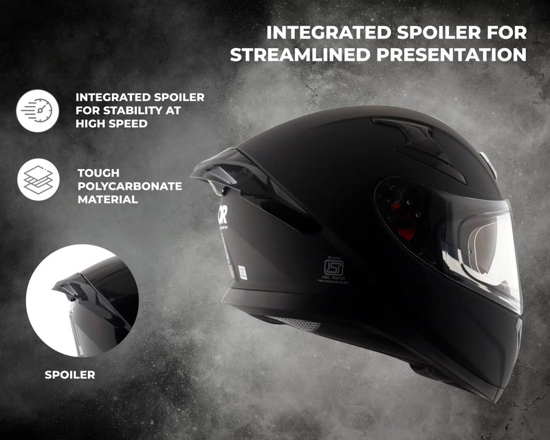 Axor Apex Solid ISI ECE DOT Certified Matt Black Full Face Dual Visor Helmet for Men and Women with Pinlock Fitted Outer Clear Visor and Inner Smoke Sun Visor Dull Black(XL) - Image 5